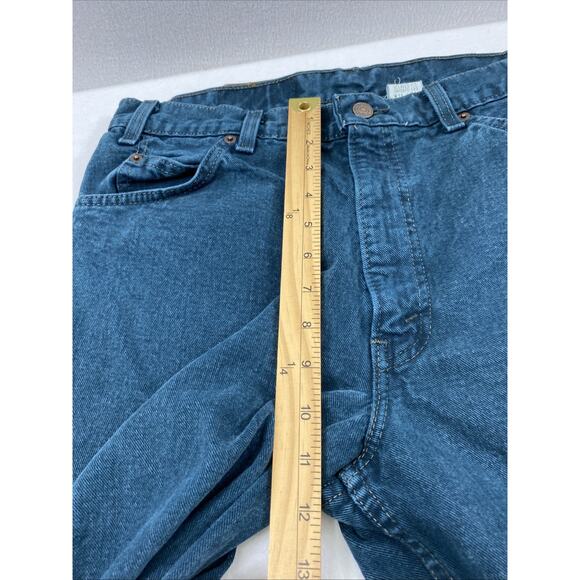 Vtg Levis 550 Jeans Women 32 x‎ 30 Dark Teal Blue Relaxed Altered Hem High Rise - Picture 10 of 13